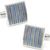 Ox and Bull Trading Co. Gray and Blue Striped Square Cufflinks