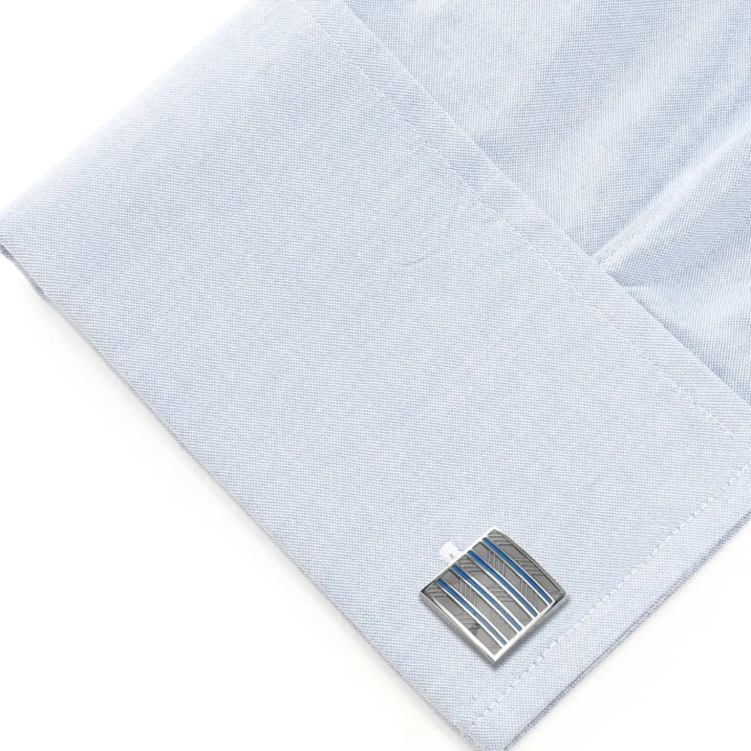 Ox and Bull Trading Co. Gray and Blue Striped Square Cufflinks