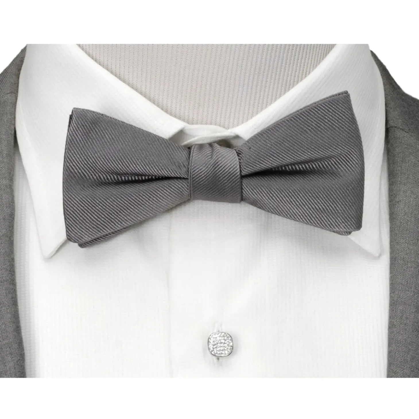 Ox and Bull Trading Co. Gray Silk Bow Pre-Tie