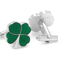 Cufflinks, Inc. Green Clover Cufflinks and Tie Bar Gift Set