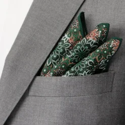 Ox and Bull Trading Co. Green Floral Pocket Square