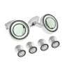 Tateossian Grey Swarovski Crystals Cufflinks and Shirt Studs Set