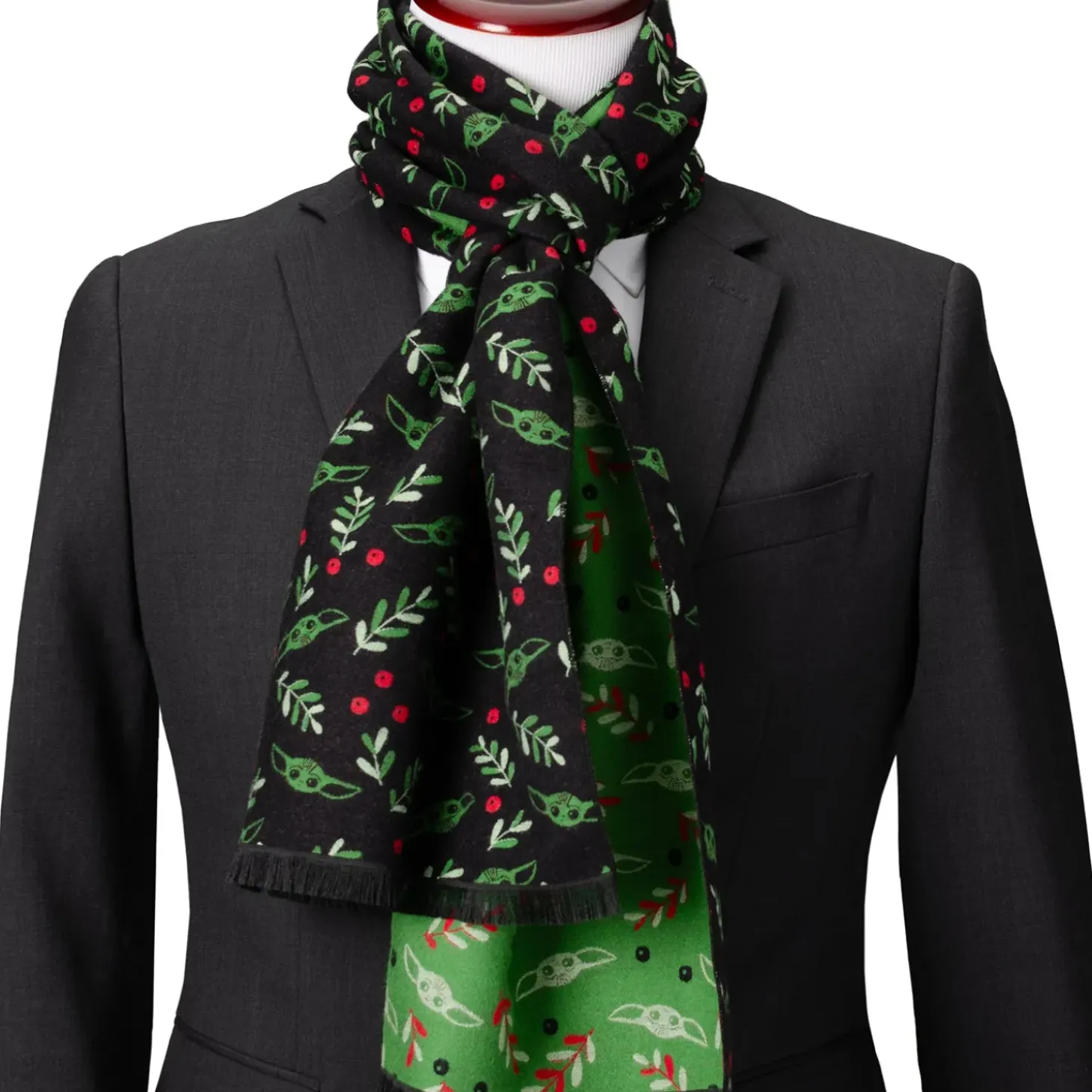 Star Wars Grogu Holiday Black Scarf