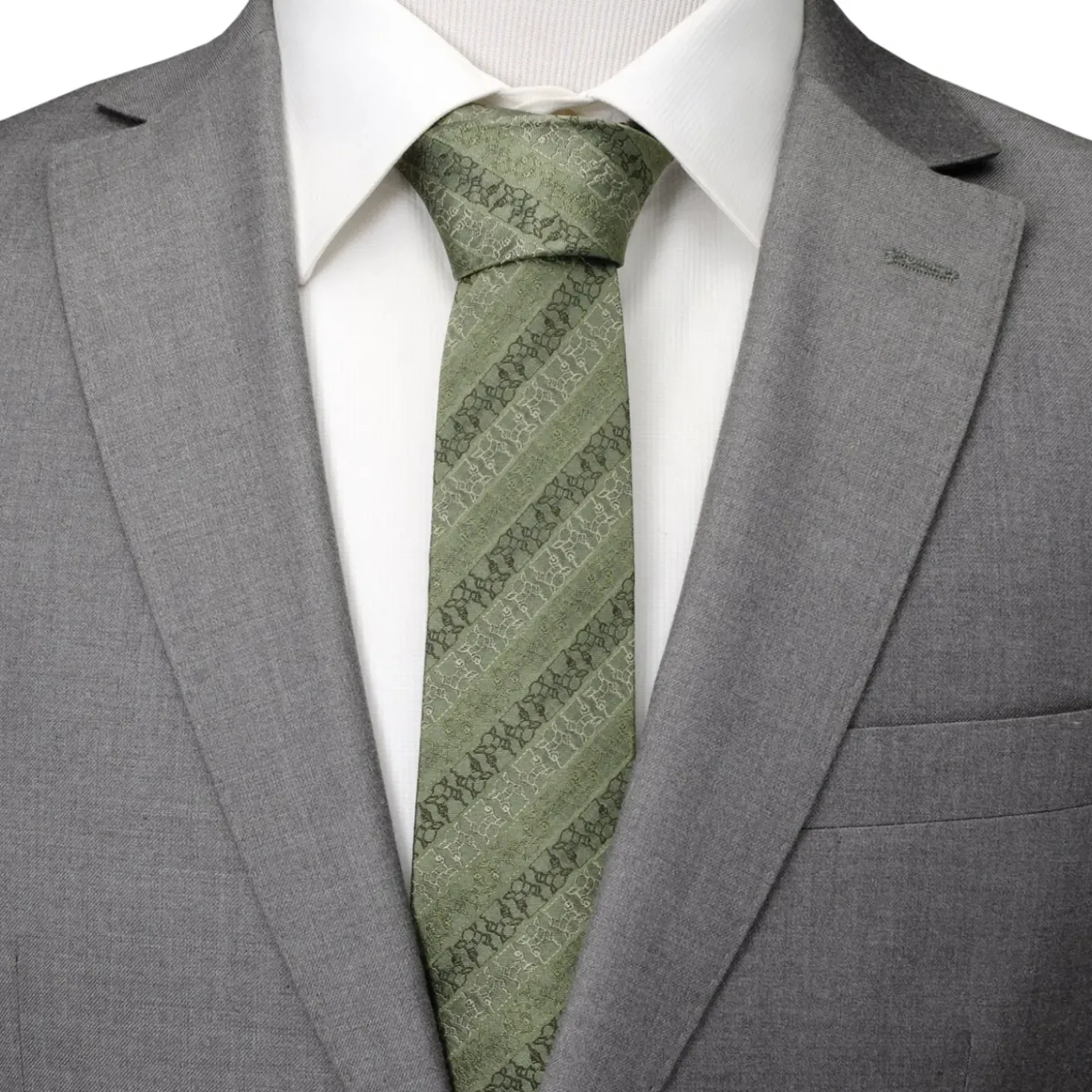 Star Wars Grogu Outline Stripe Sage Green Men's Tie