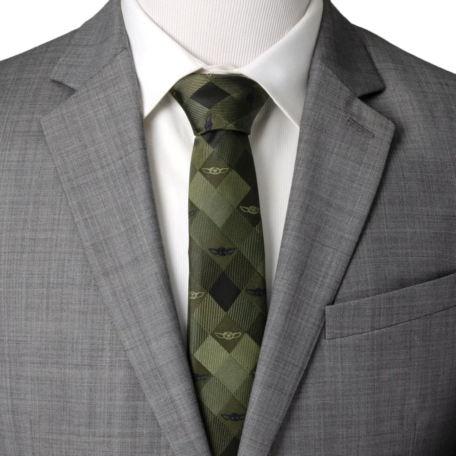 Star Wars Grogu Plaid Green Men's Tie