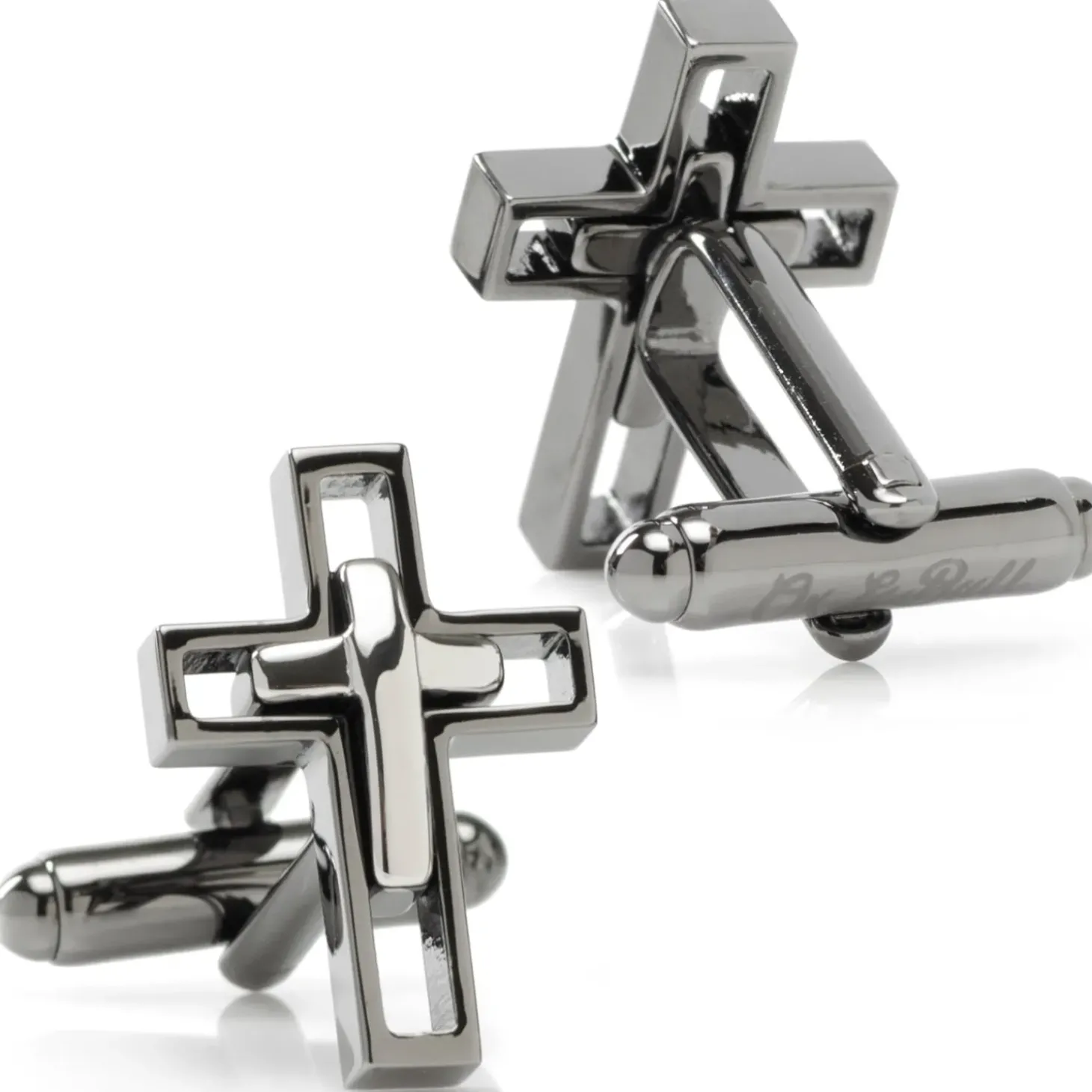 Ox and Bull Trading Co. Gun Metal Cut Out Cross Cufflinks