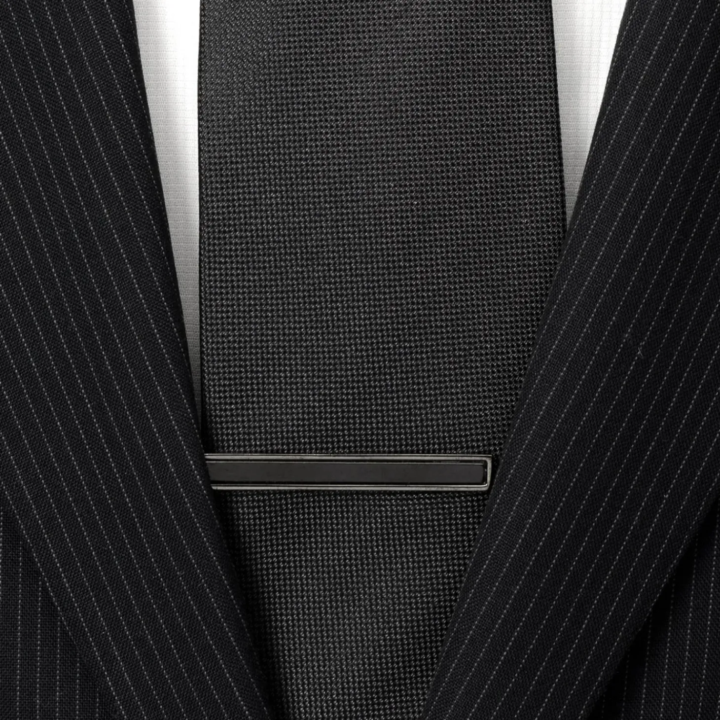 Ox and Bull Trading Co. Gunmetal and Onyx Inlaid Tie Clip