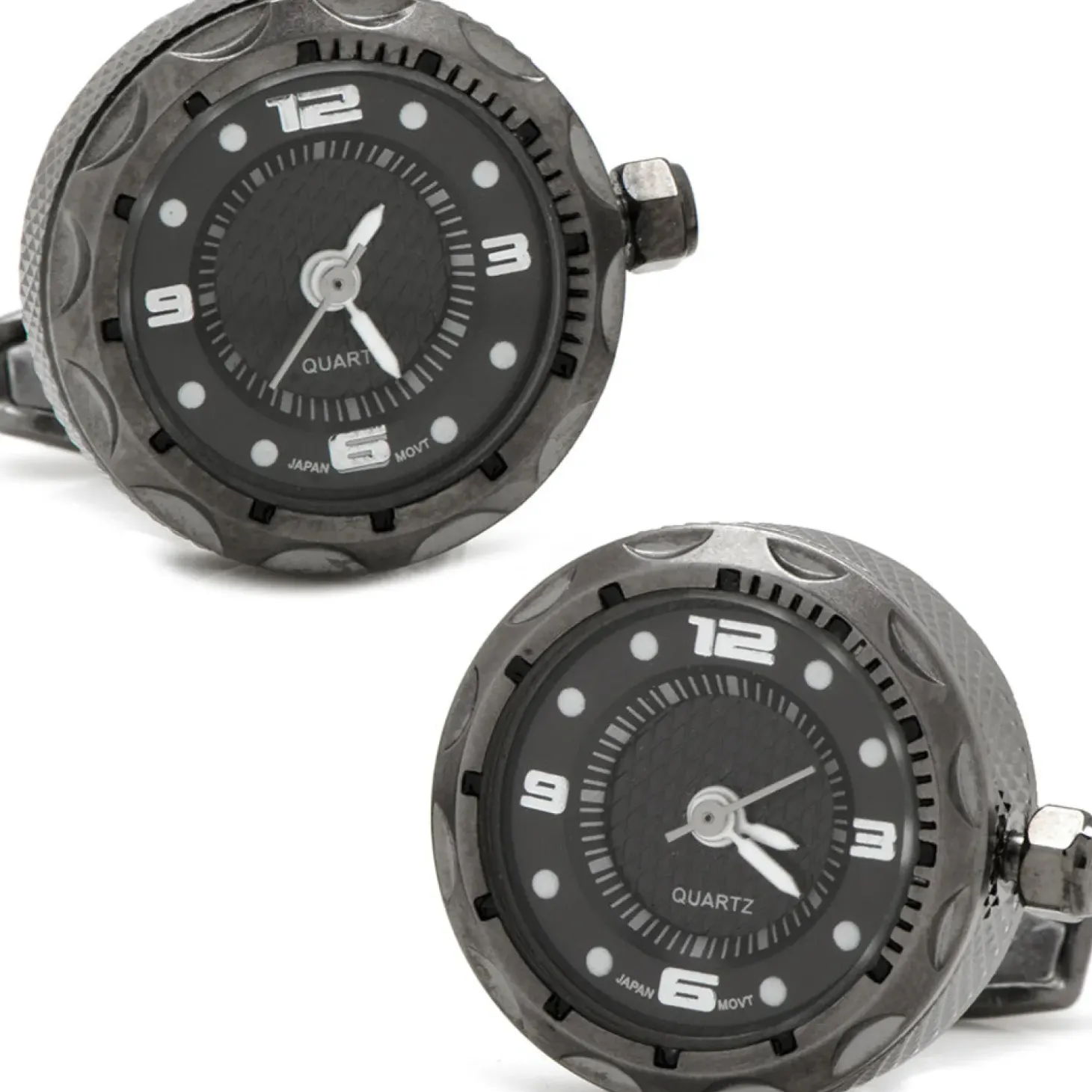 Jan Leslie Gunmetal Stainless Steel Small Face Watch Cufflinks