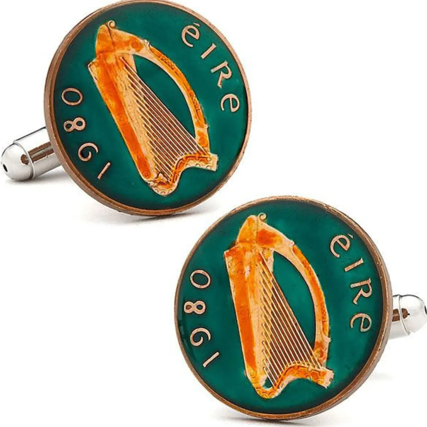 Ox and Bull Trading Co. Hand Painted Irish Eire Coin Cufflinks