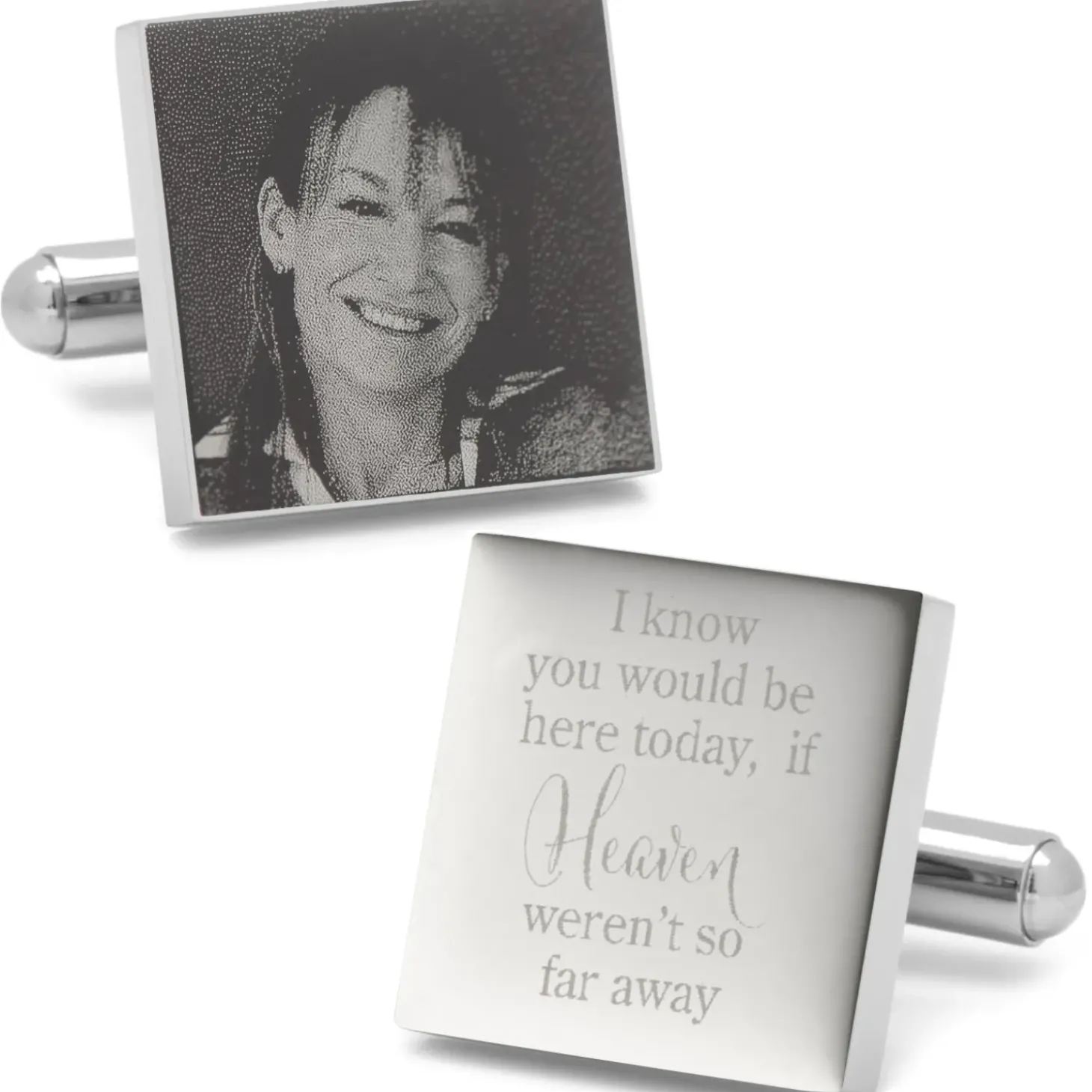 Ox and Bull Trading Co. Heaven so far away Custom Photo Engravable Cufflinks