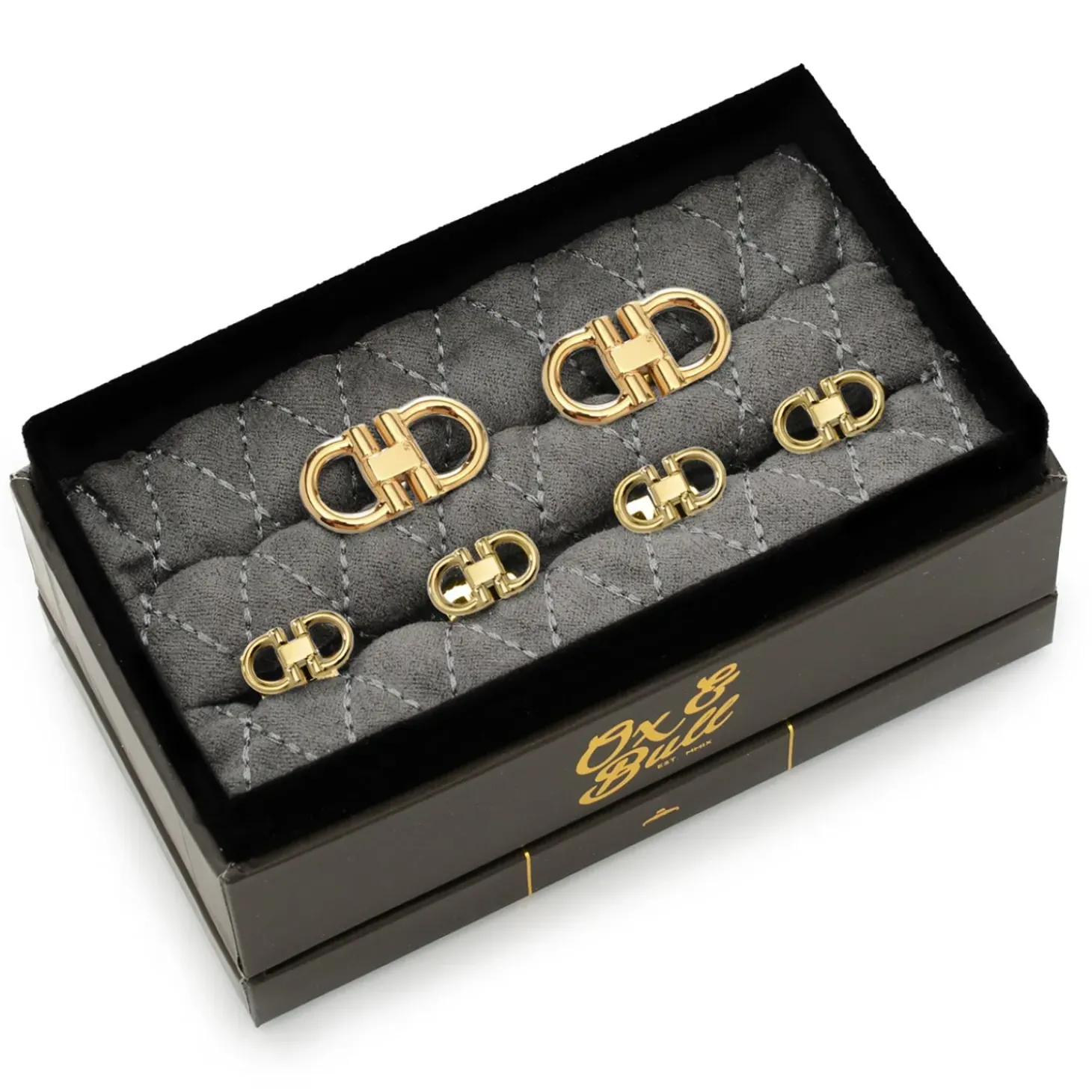 Ox and Bull Trading Co. Horse Bit Gold Stainless Steel Stud Set