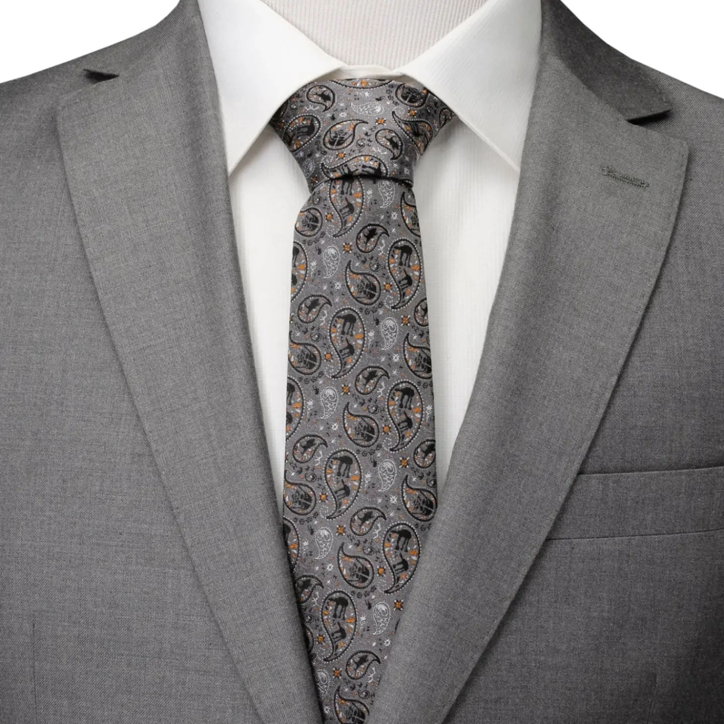 Star Wars Hoth Battle Paisley Gray Men's Tie