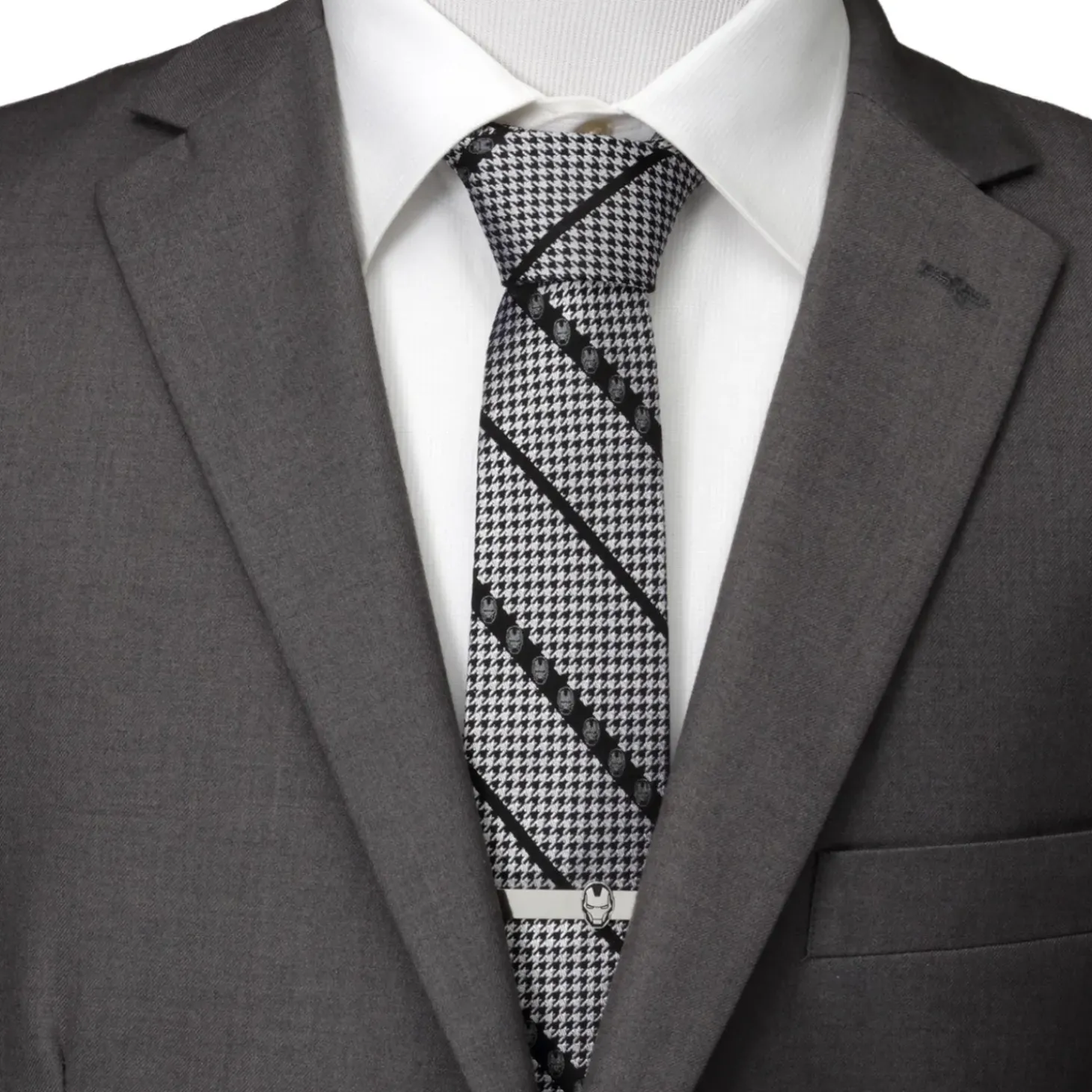 Marvel Iron Man Houndstooth Black Men's Tie