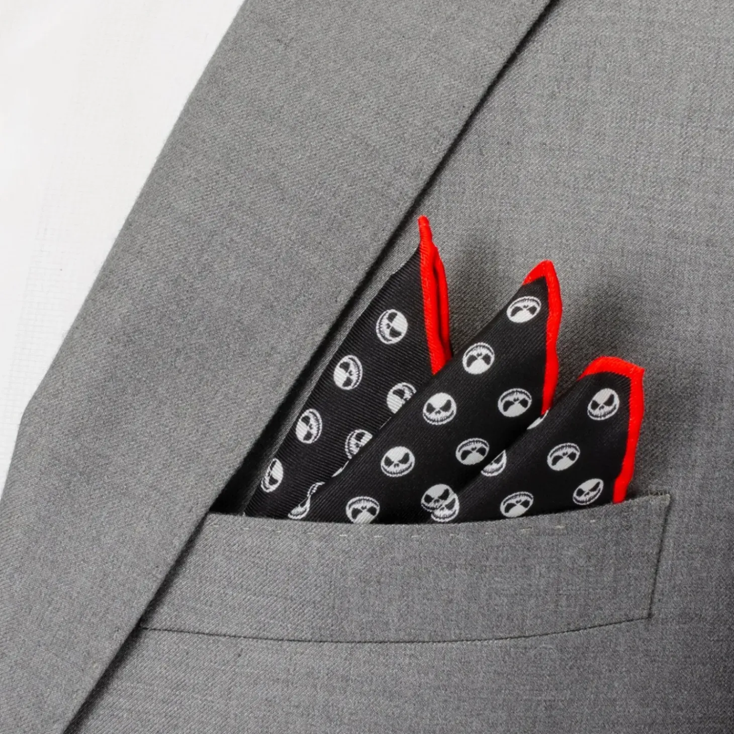 Disney Jack Skellington Men's Black Pocket Square