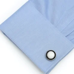 Ox and Bull Trading Co. Jade with Onyx Ring Stainless Steel Cufflinks