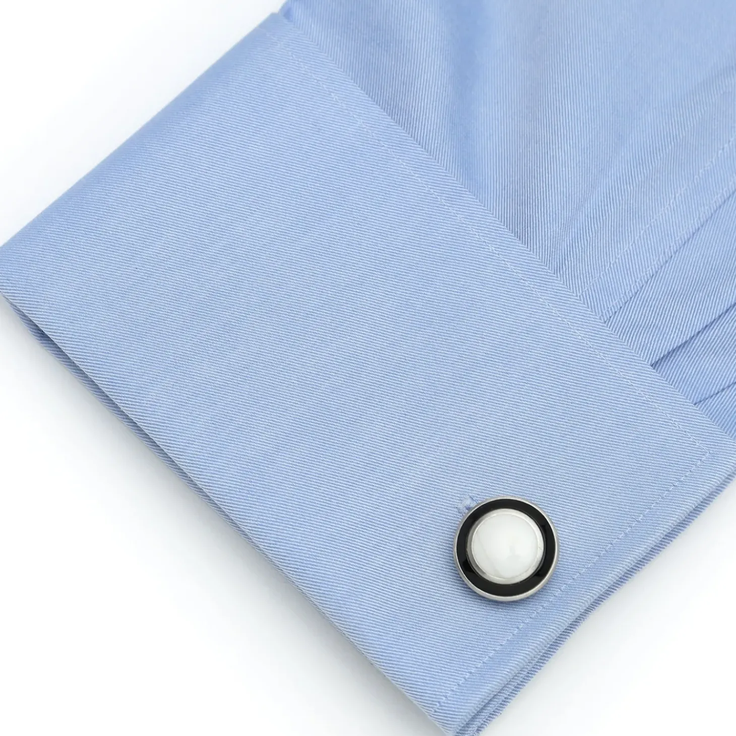 Ox and Bull Trading Co. Jade with Onyx Ring Stainless Steel Cufflinks