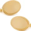Ox and Bull Trading Co. 14K Gold Plated Rope Border Oval Engravable Cufflinks