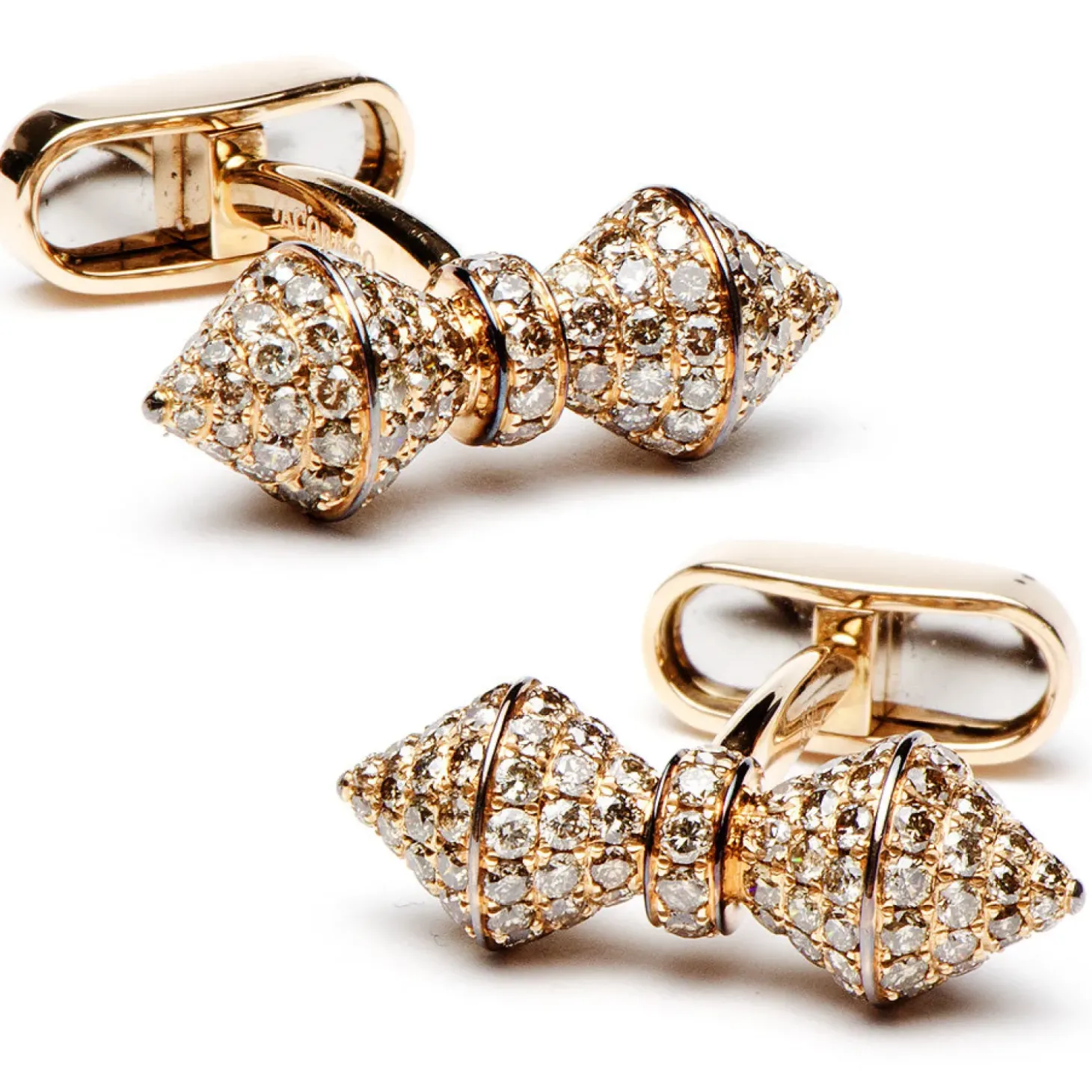 Jacob & Co. 18K Rose Gold Diamond Barbell Cufflinks