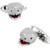 Deakin & Francis 18K White Gold Shark Cufflinks with Moving Jaw