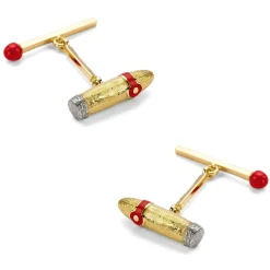 Deakin & Francis 18K Yellow Gold Cigar & Matchstick Cufflinks