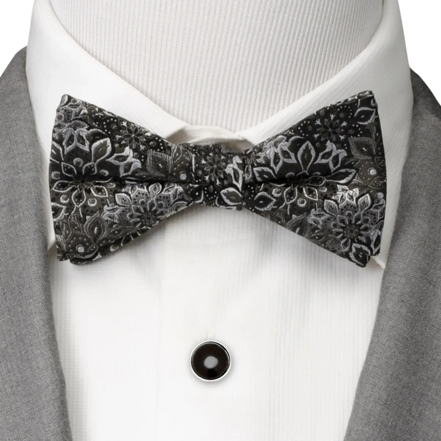 Ox and Bull Trading Co. Kaleido Floral Charcoal Men's Bow Tie