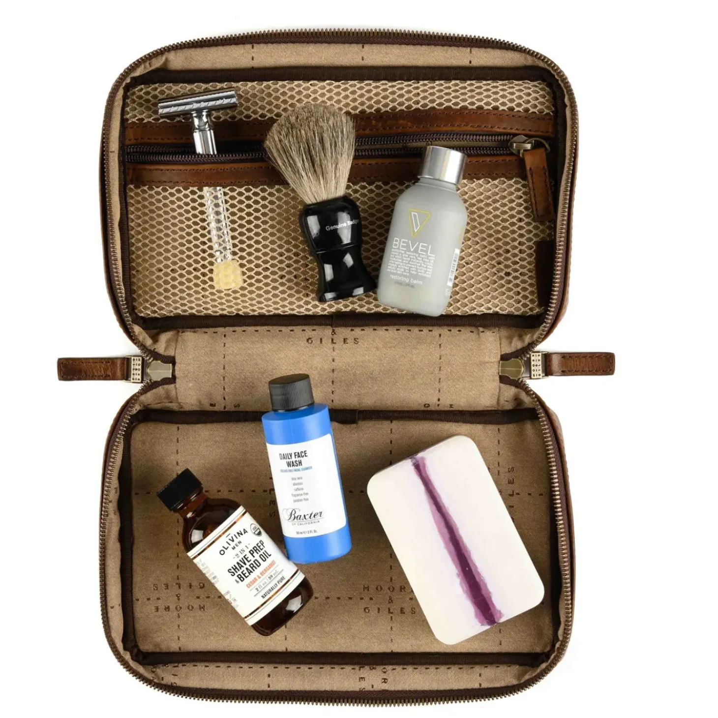 Moore & Giles Kent Travel Kit in Brompton Brown