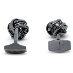 Tateossian Knot Cufflinks with Black Carbon Fibre