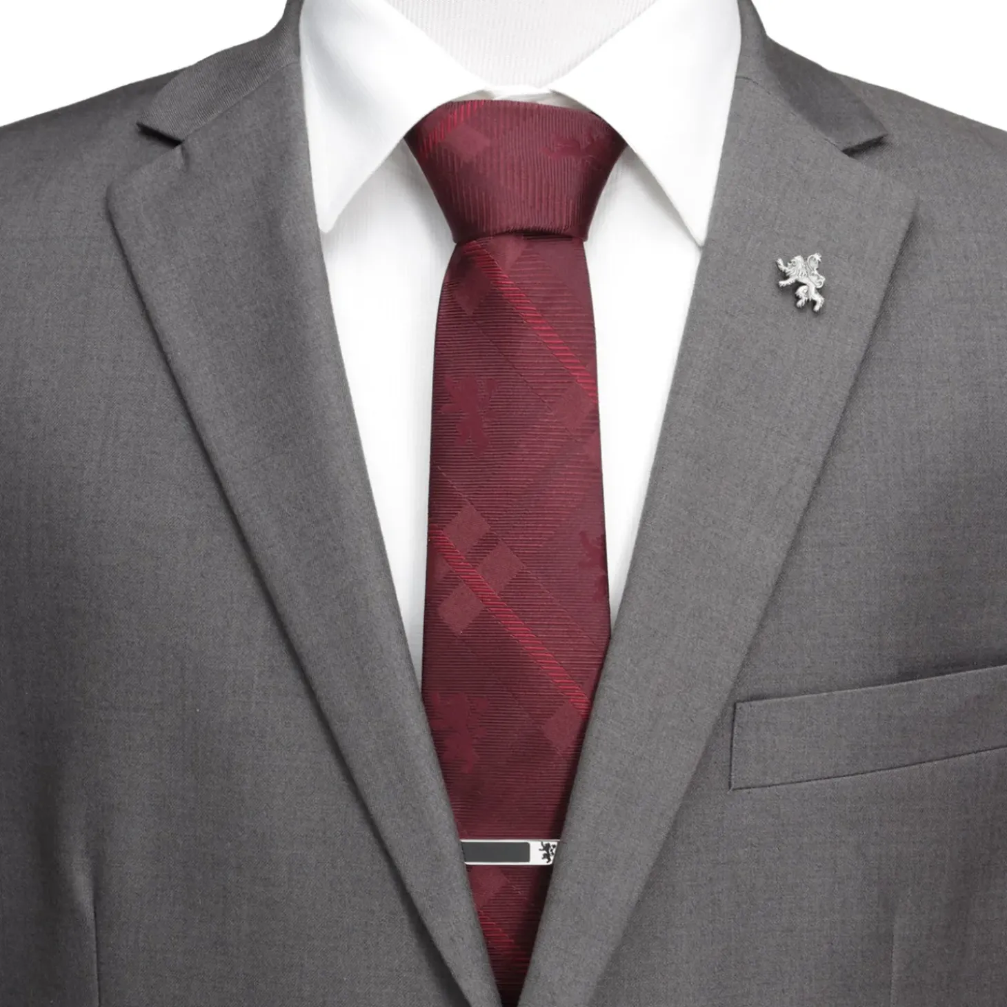 Game of Thrones Lannister Lion Red Plaid Silk Men's Tie
