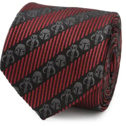 Star Wars Mandalorian Black Red Stripe Men's Tie