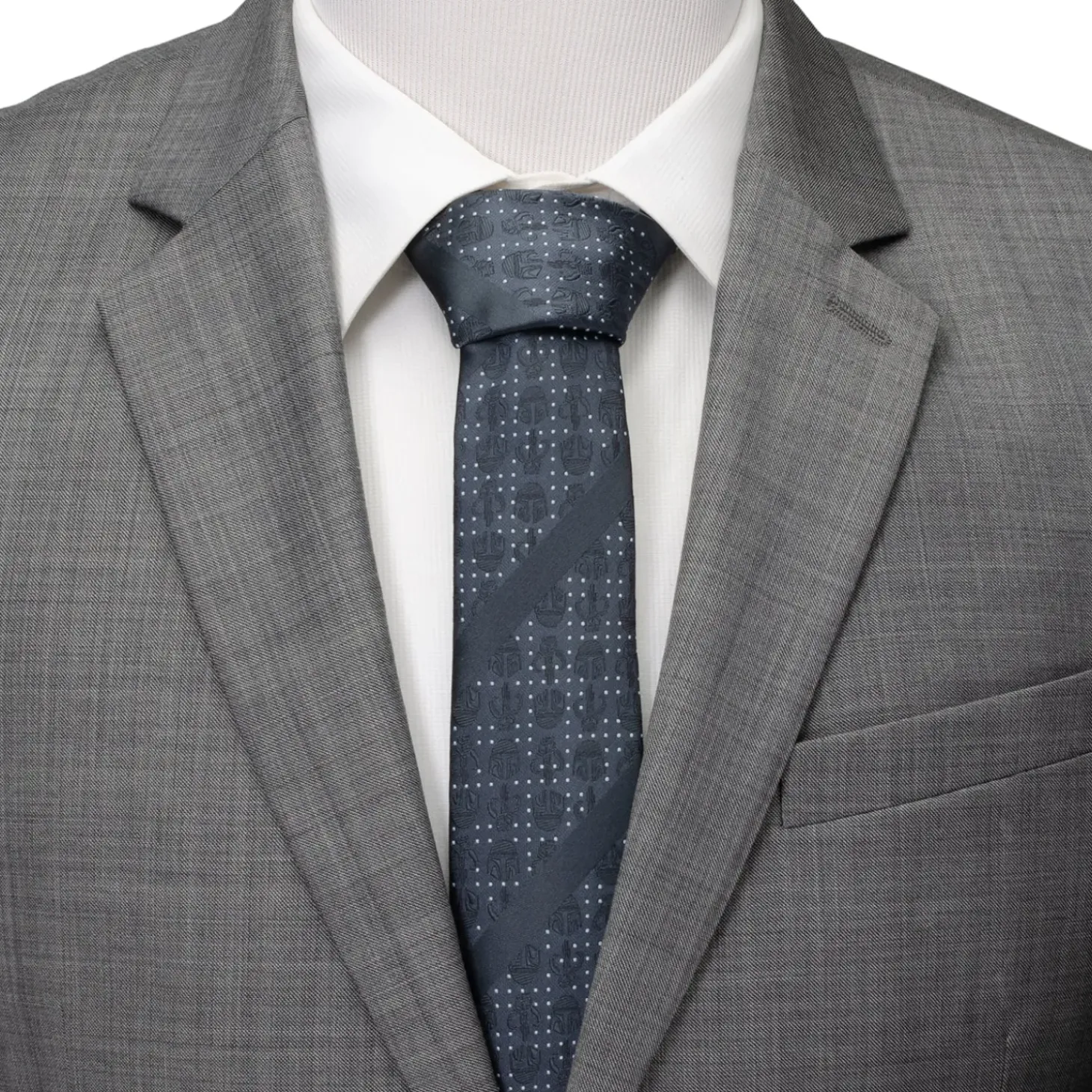 Star Wars Mandalorian Blue Stripe Dotted Men's Tie