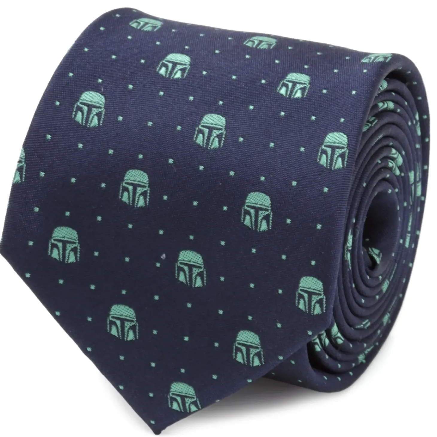 Star Wars Mandalorian Helmet Dotted Navy Tie