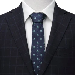 Star Wars Mandalorian Helmet Dotted Navy Tie