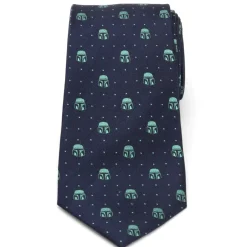 Star Wars Mandalorian Helmet Dotted Navy Tie