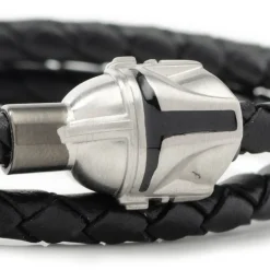 Star Wars Mandalorian Helmet Double Wrap Stainless Steel Bracelet