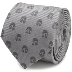 Star Wars Mandalorian Helmet Gray Men's Tie