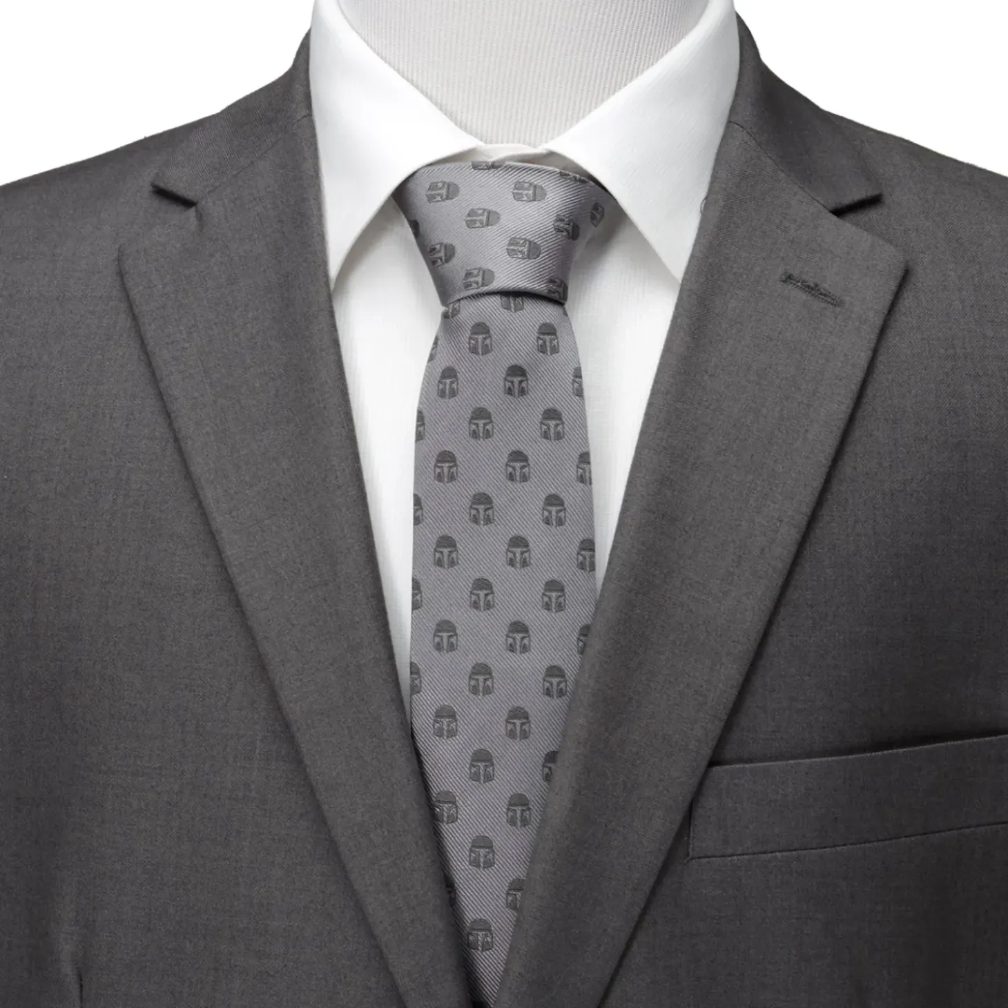 Star Wars Mandalorian Helmet Gray Men's Tie