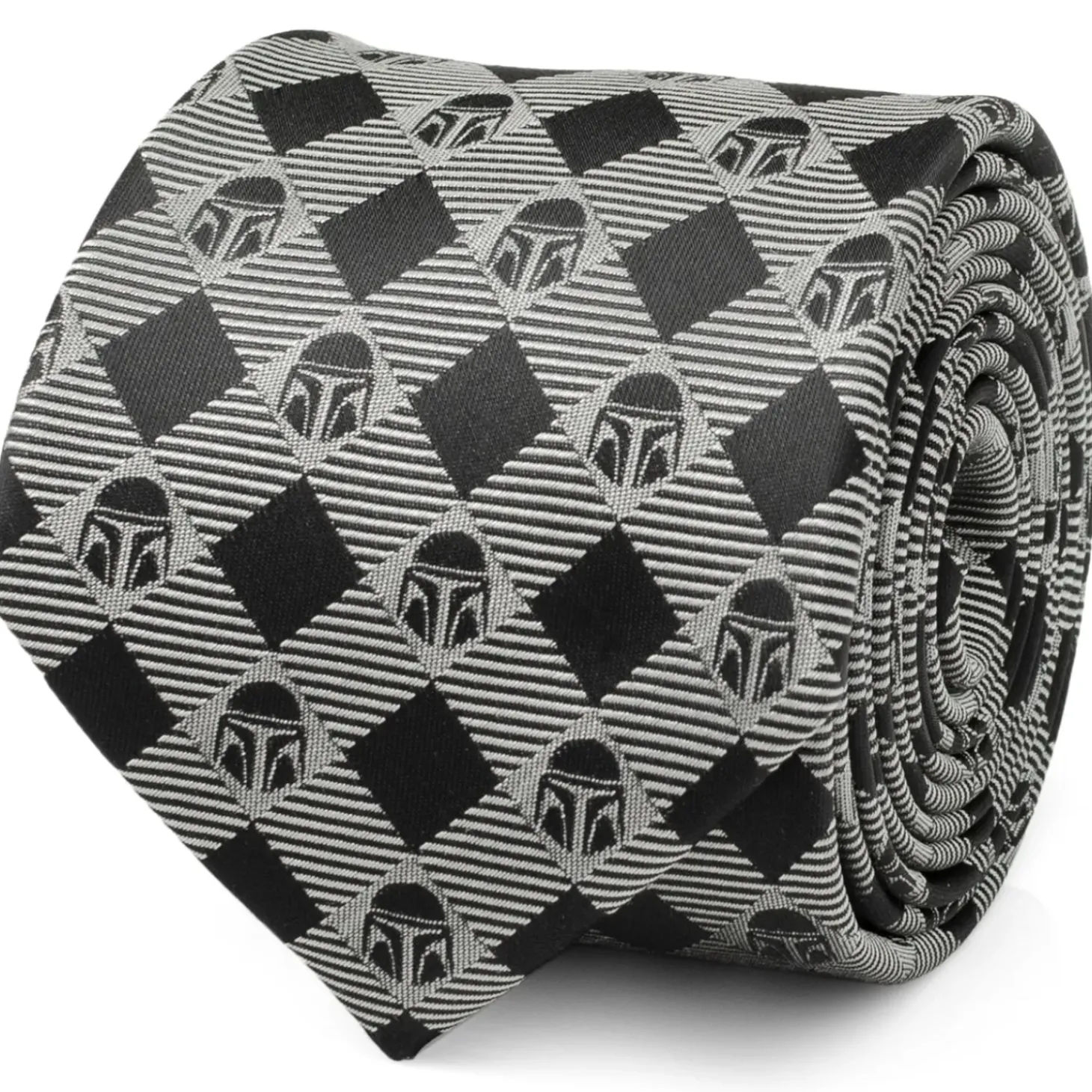 Star Wars Mandalorian Plaid Black Gray Men's Tie