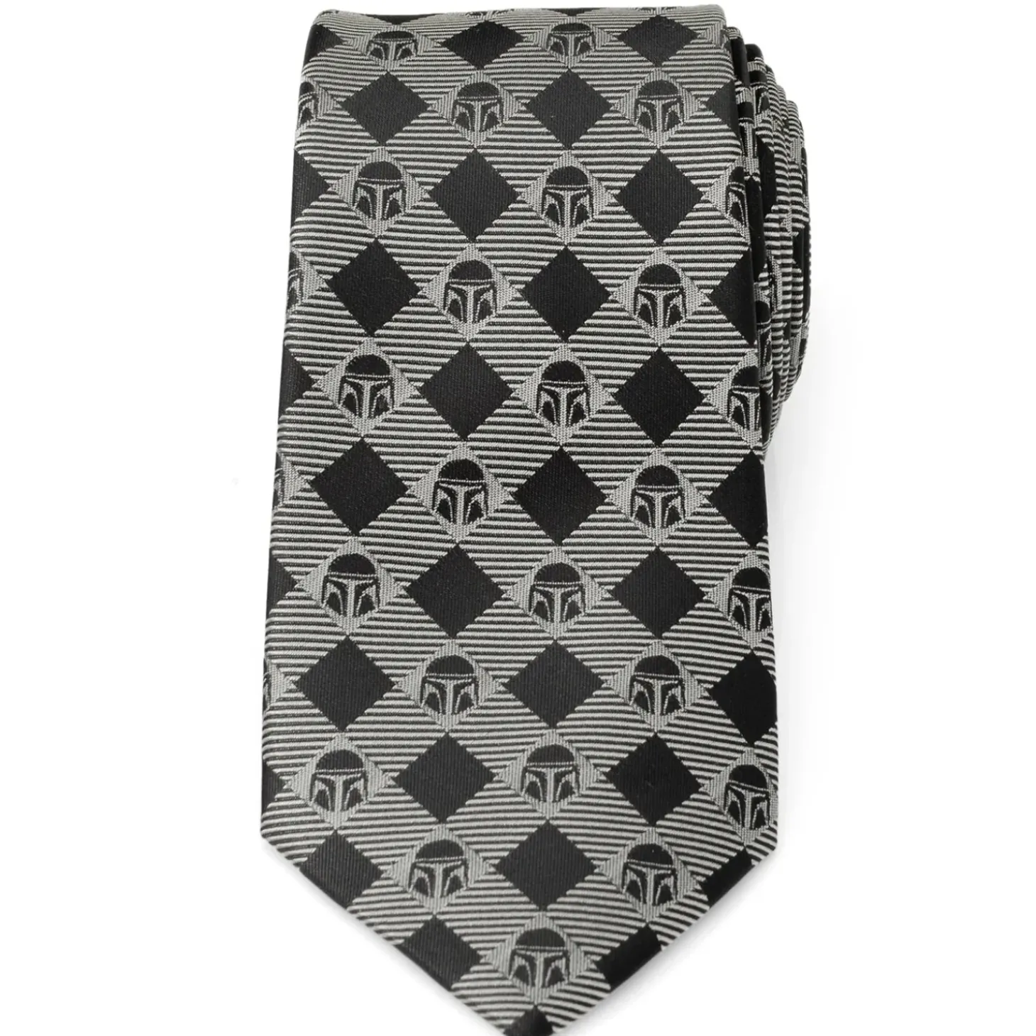 Star Wars Mandalorian Plaid Black Gray Men's Tie