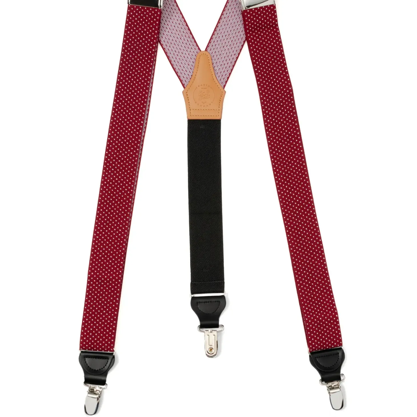 Ox and Bull Trading Co. Maroon Dot Clip Suspenders