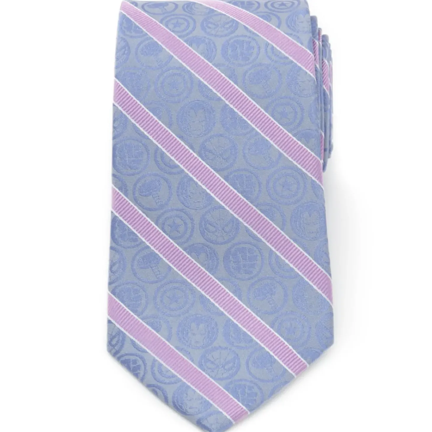 Marvel Comics Blue and Pink Stripe Silk Men's Tie