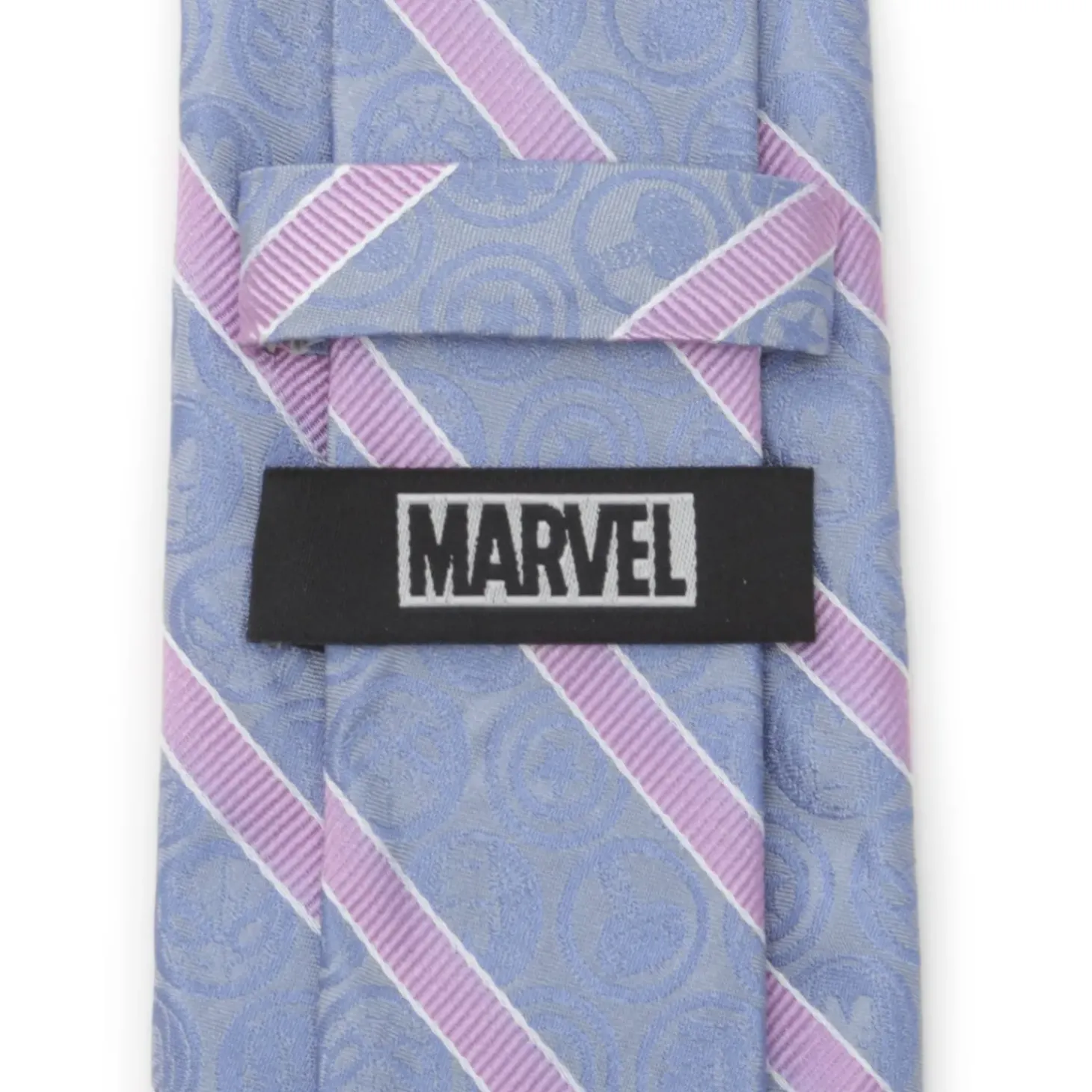 Marvel Comics Blue and Pink Stripe Silk Men's Tie