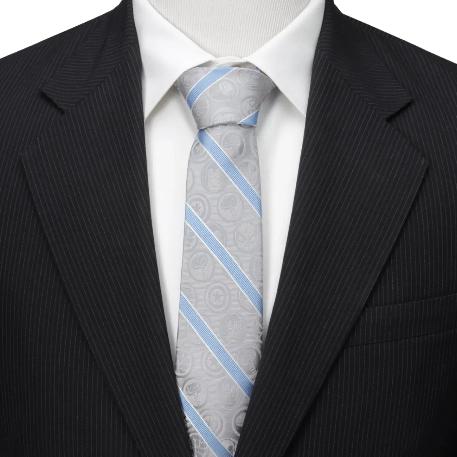 Marvel Comics Gray and Blue Stripe Men's Tie