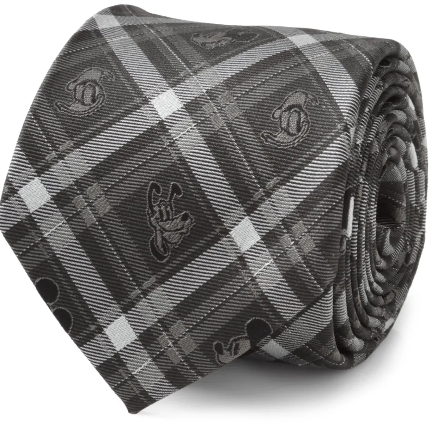 Disney Mickey and Friends Charcoal Plaid Men's Tie