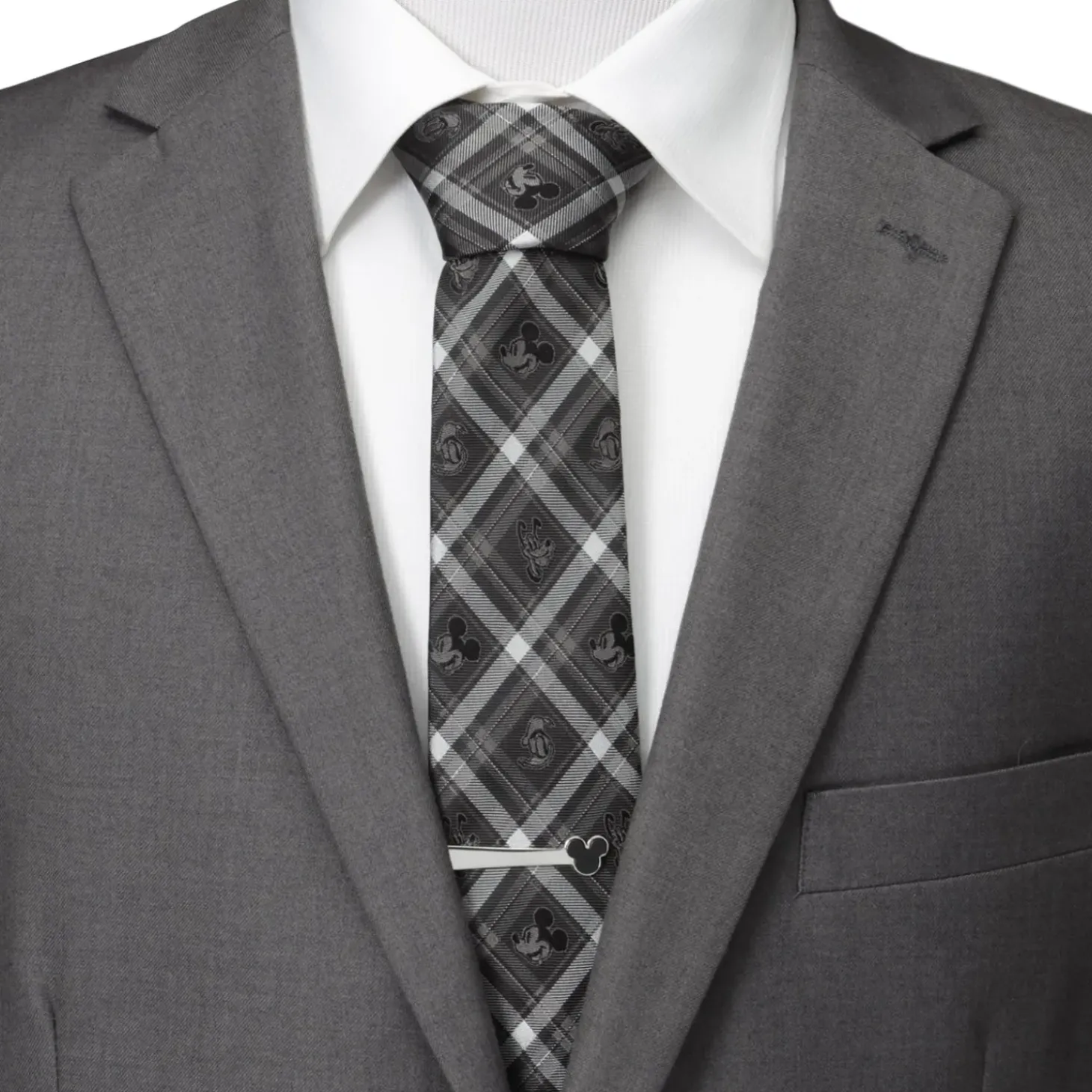 Disney Mickey and Friends Charcoal Plaid Men's Tie