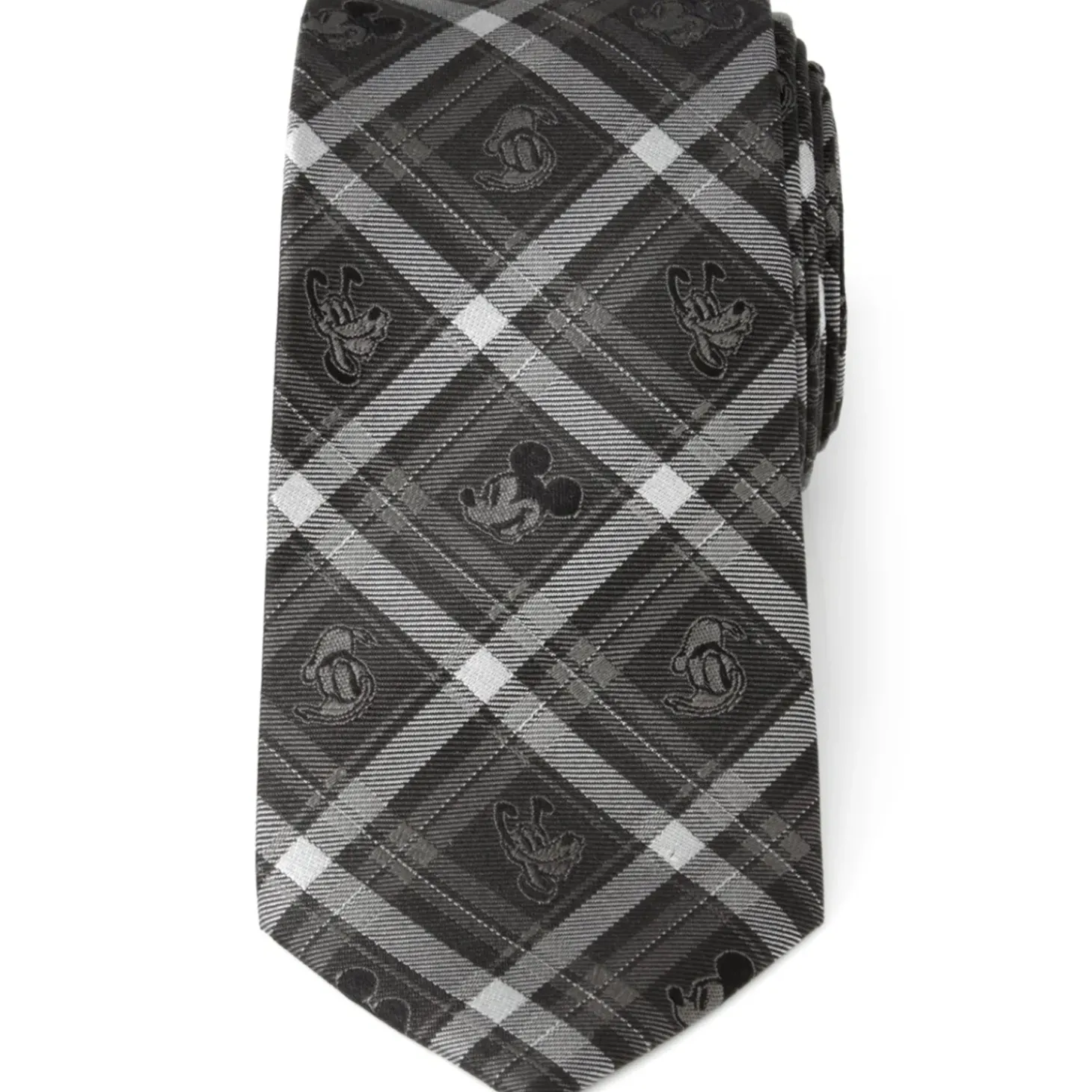 Disney Mickey and Friends Charcoal Plaid Men's Tie