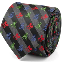 Disney Mickey and Friends Multi Black Stripe Men's Tie