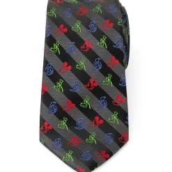 Disney Mickey and Friends Multi Black Stripe Men's Tie