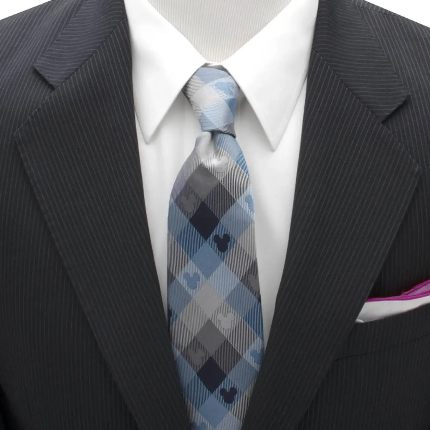 Disney Mickey Mouse Blue Plaid Mens Tie