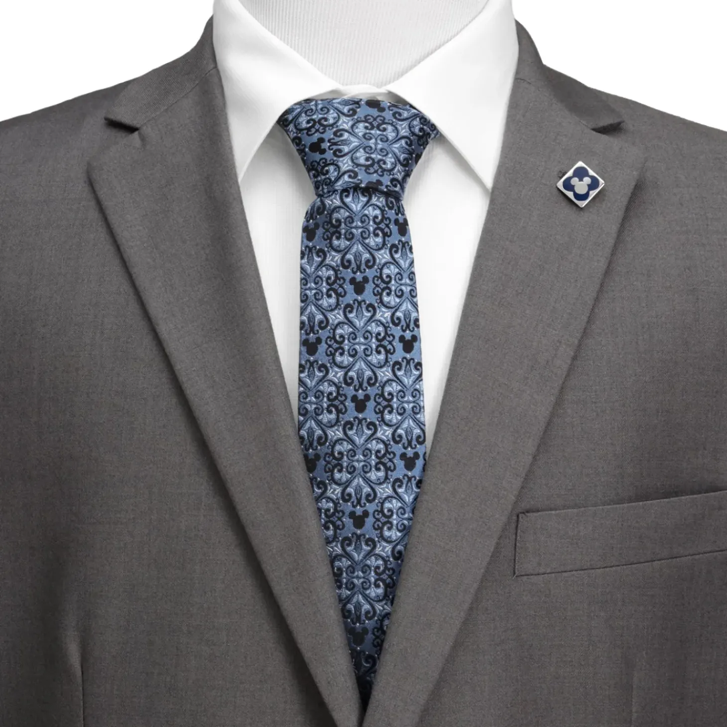 Disney Mickey Mouse Damask Tile Blue Men's Tie