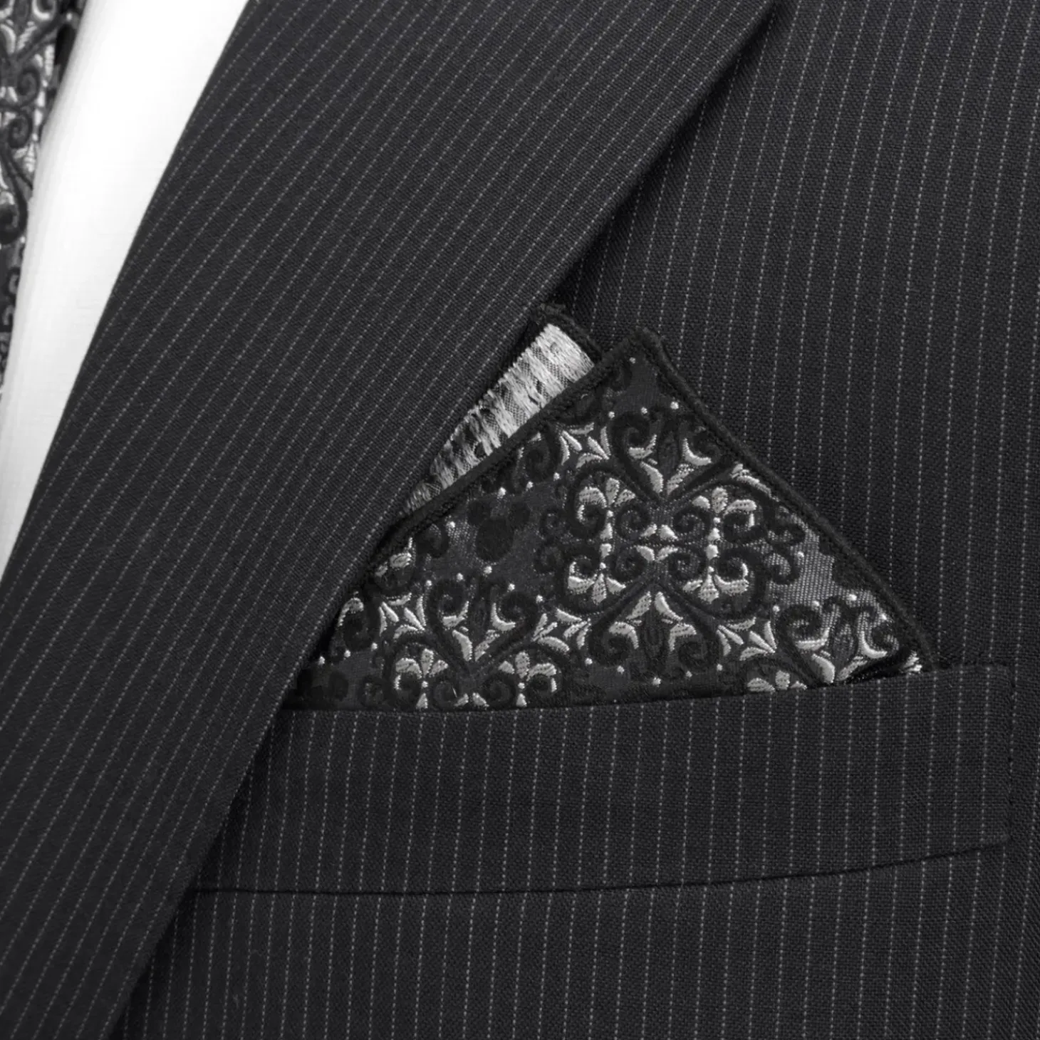 Disney Mickey Mouse Damask Tile Pocket Square